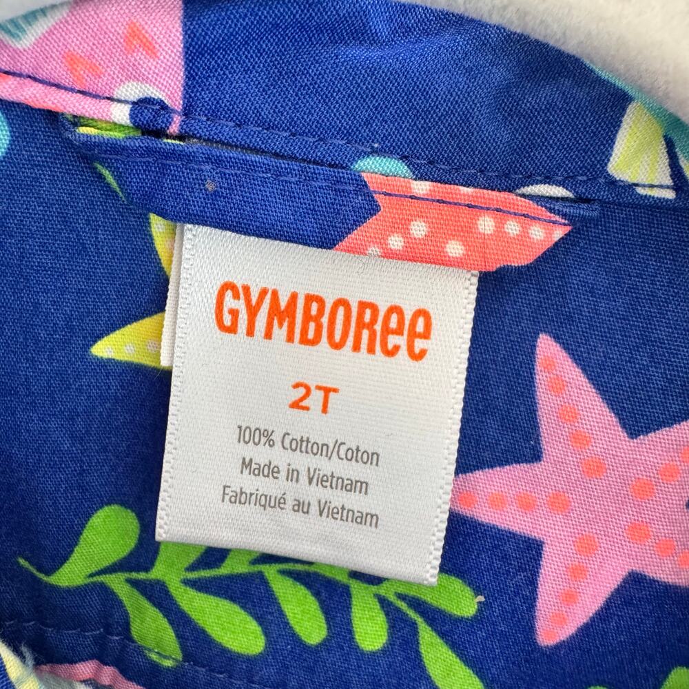 Gymboree Toddler Boy Shirt 2T Ocean Fish Print Button Down Short Sleeve Cotton - Picture 2 of 4